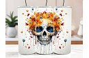 Cana termică de călătorie cu pai 590 ml – Skull de toamnă Calavera cu frunze 29