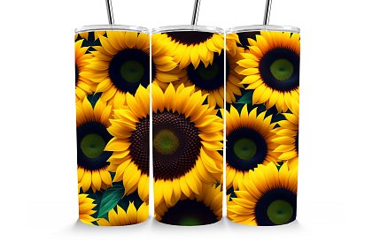 Cana termică de călătorie cu pai 590 ml – Câmp de floarea-soarelui strălucitor 30