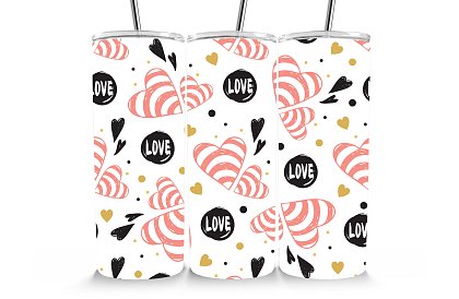 Cana termică de călătorie cu pai 590 ml – Inimi Love 32