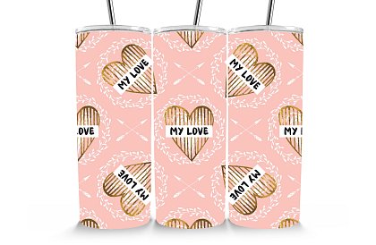 Cana termică de călătorie cu pai 590 ml – Inimi de aur My Love 56