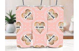 Cana termică de călătorie cu pai 590 ml – Inimi de aur My Love 56