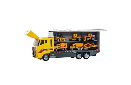 Set de camion de marfă - 6 mașinuțe și utilaje de construcții