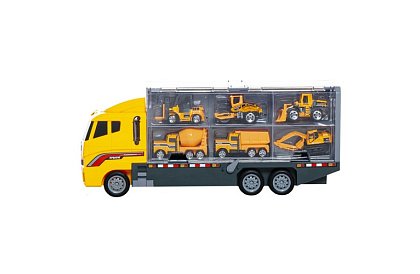 Set de camion de marfă - 6 mașinuțe și utilaje de construcții