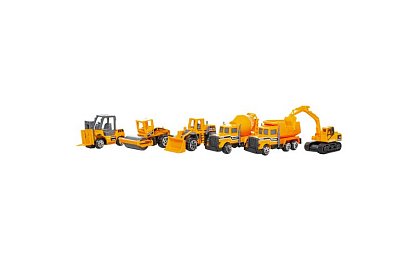 Set de camion de marfă - 6 mașinuțe și utilaje de construcții
