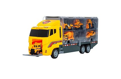 Set de camion de marfă - 6 mașinuțe și utilaje de construcții