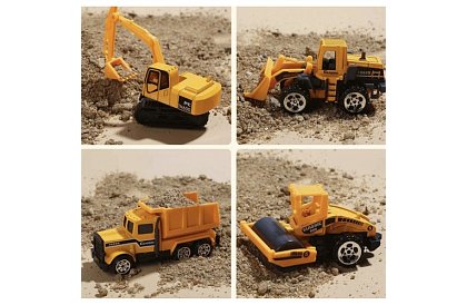 Set de camion de marfă - 6 mașinuțe și utilaje de construcții