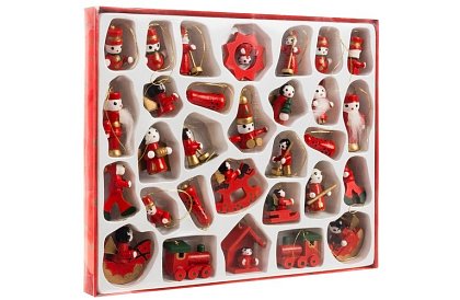 Decorațiuni de Crăciun din lemn – set de 30 bucăți
