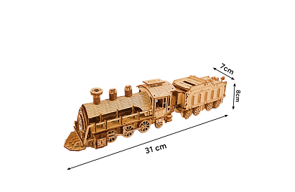 3D puzzle din lemn - Locomotivă cu abur cu tender