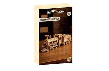 3D puzzle din lemn - Locomotivă cu abur cu tender