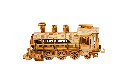 3D puzzle din lemn - Locomotivă cu abur cu tender