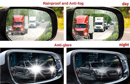 Folie împotriva ploii și oglindă retrovizoare - 2 buc.