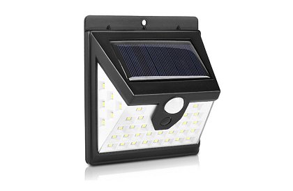 Lampă solară cu 40 de LED-uri, cu senzor de mișcare și crepuscular.