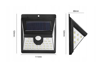 Lampă solară cu 40 de LED-uri, cu senzor de mișcare și crepuscular.
