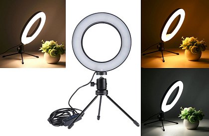 Lampă circulară LED, pentru streameri și youtuberi - 16 cm