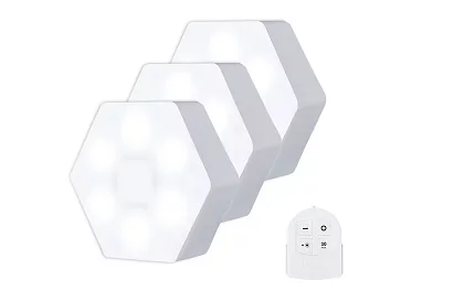 Corp de iluminat wireless HEXAGON, cu 3 LED-uri și telecomandă