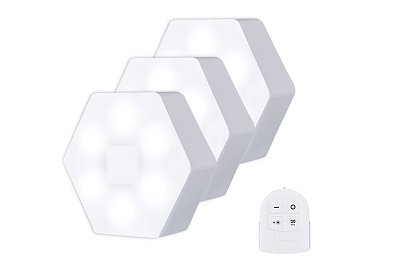 Corp de iluminat wireless HEXAGON, cu 3 LED-uri și telecomandă