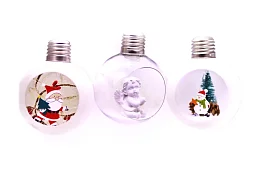 Globuri de Crăciun, cu iluminat LED și figurine în interior - 3 bucăți