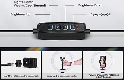 Lampă circulară LED, pentru streameri și youtuberi - 26 cm