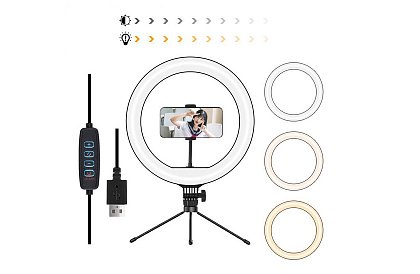 Lampă circulară LED, pentru streameri și youtuberi - 26 cm