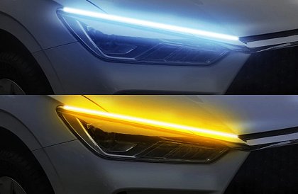 Curea auto flexibilă cu LED-uri  - semnalizatoare dinamice + lumini de zi