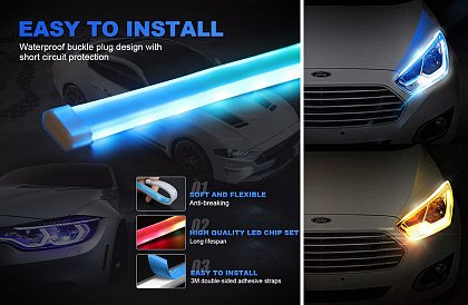 Curea auto flexibilă cu LED-uri  - semnalizatoare dinamice + lumini de zi