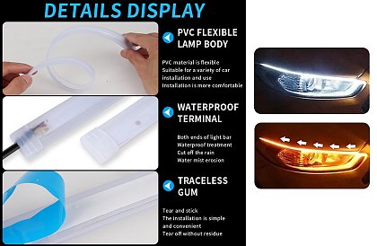 Benzi flexibile RGB LED, pentru mașini - semnalizatoare dinamice - lumini de circulație pe timp de zi - cu telecomandă