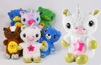 Unicorn din pluș, cu proiector de stele - Unicorn 35 cm