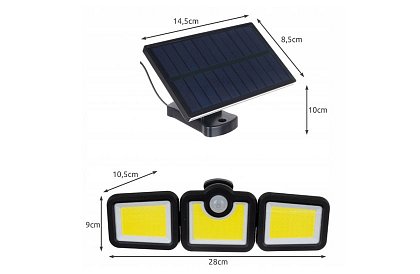 Lampă solară cu 171 LED-uri COB și cu senzor de mișcare