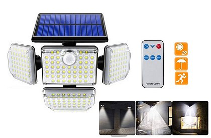 Lampă solară cu 181 LED-uri, 9 W, cu senzor de mișcare