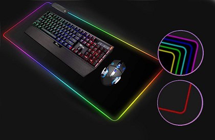 Pad de gaming pentru mouse și tastatură, cu iluminat de fundal RGB - 80 x 30 cm