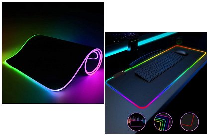 Pad de gaming pentru mouse și tastatură, cu iluminat de fundal RGB - 80 x 30 cm