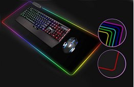 Pad de gaming pentru mouse și tastatură, cu iluminat de fundal RGB - 80 x 30 cm