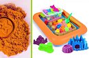 Nisip cinetic lichid 2000 g - cutie din plastic, forme și groapă de nisip gonflabilă