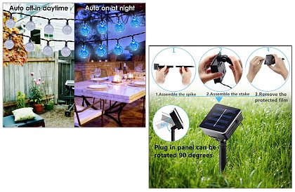 Instalație luminoasă solară decorativă, pentru exterior, cu 40 de LED-uri – Lights Balls