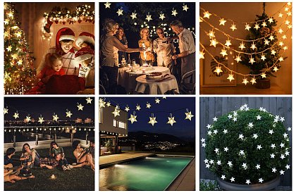 Instalație luminoasă solară decorativă, pentru exterior, cu 40 de LED-uri – Lights Star