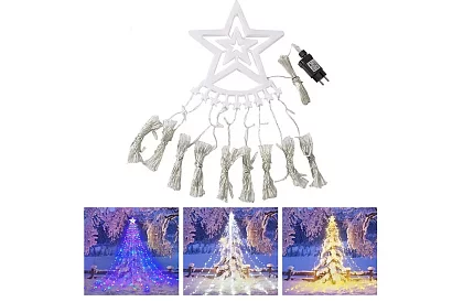 Instalație luminoasă de Crăciun, cu LED-uri - cascadă cu stea