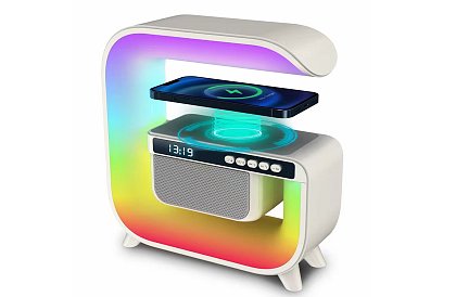 Boxă Bluetooth LED, cu încărcător wireless și ceas – HM-G3