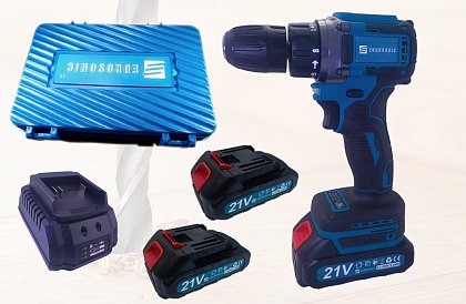 Mașină de găurit, cu acumulator + 2 acumulatori - EUROSONIC - T 68