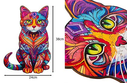 Puzzle din lemn pisică - 130 piese - 38 x 24 cm