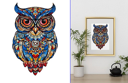 Puzzle din lemn bufniță – 177 piese – 38 x 21,5 cm