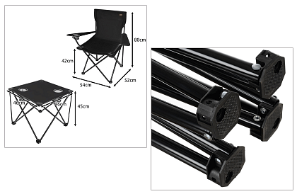 Set de camping – masă de pescuit + două scaune
