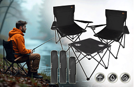 Set de camping – masă de pescuit + două scaune