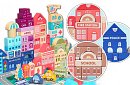 Căsuțe din lemn – Oraș 115 piese cu bază