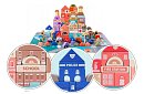 Căsuțe din lemn – Oraș 115 piese cu bază