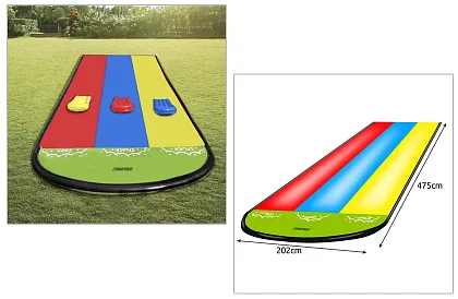 Tobogan acvatic triplu cu fântână arteziană + 3 plute