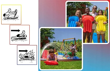 Tobogan acvatic triplu cu fântână arteziană + 3 plute