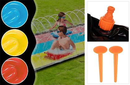 Tobogan acvatic triplu cu fântână arteziană + 3 plute