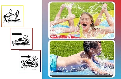 Tobogan acvatic triplu cu fântână arteziană + 3 plute