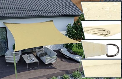 Pânză de umbrire solară 4 x 3 m – Bej