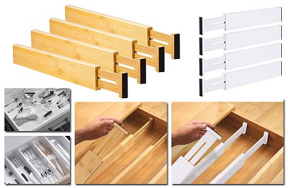 Organizatoare ajustabile pentru sertare - set de 4 bucăți